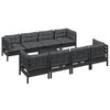 vidaXL Salon de jardin 9 pcs avec coussins bois de pin massif