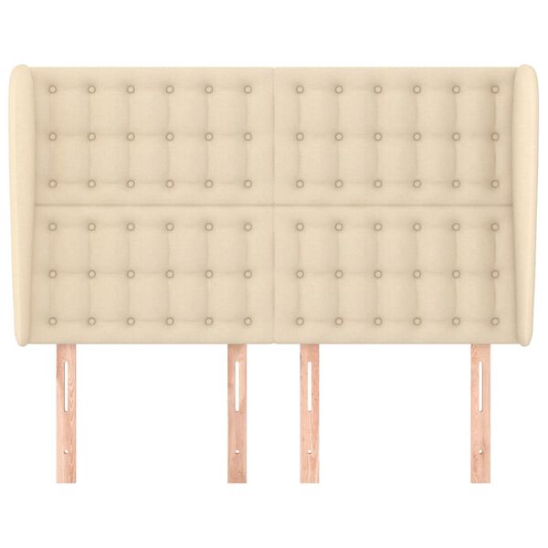 vidaXL T&ecirc;te de lit avec oreilles Cr&egrave;me 147x23x118/128 cm Tissu