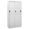 vidaXL Armoire &agrave; bureau porte coulissante Gris clair 90x40x180cm Acier
