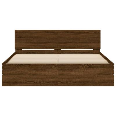 vidaXL Cadre de lit avec LED sans matelas chêne marron 160x200 cm