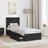 vidaXL Lit de Rangement avec tiroir Noir 75 x 190 cm Bois d'ing&eacute;nierie