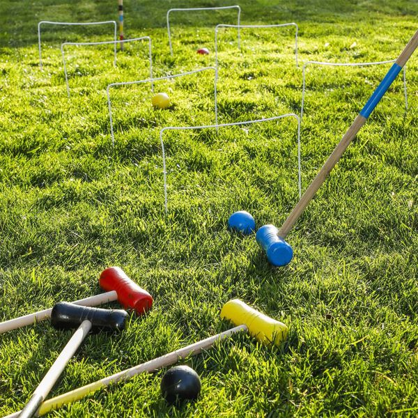 HI Jeu de croquet 18 pcs pour 4 joueurs bois
