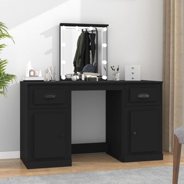 vidaXL Coiffeuse avec LED noir 130x50x132,5 cm