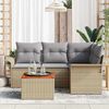 vidaXL Ensemble de canap&eacute; de jardin avec coussin 5 pcs Beige polyrotin