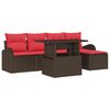 vidaXL Ensemble de canap&eacute; de jardin 6 pcs Marron polyrotin