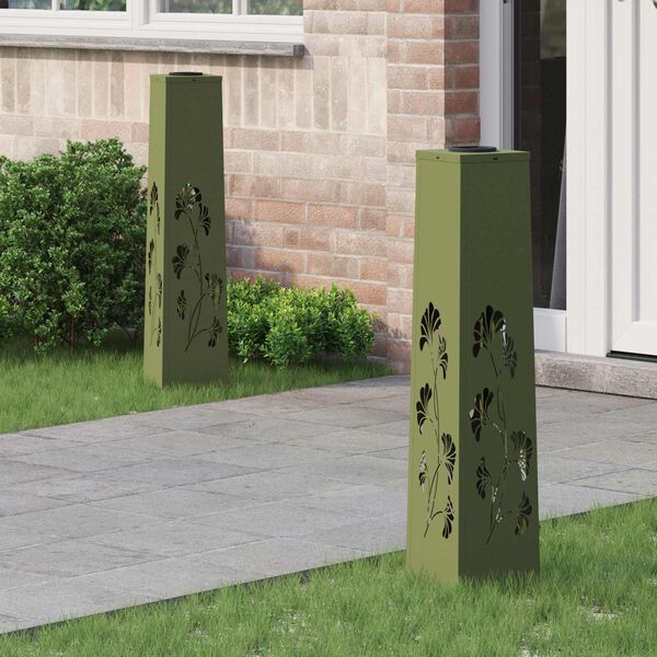 vidaXL Lumi&egrave;re de chemin LED solaire 2 pcs Vert olive