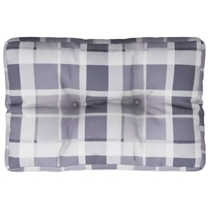 vidaXL Coussin de palette motif &agrave; carreaux gris 60x40x12 cm tissu