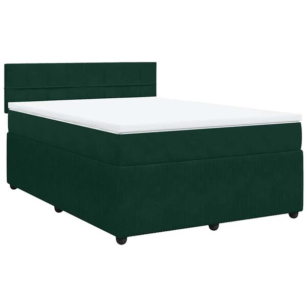 vidaXL Sommier &agrave; lattes de lit et matelas Vert fonc&eacute; 140x200cm Velours