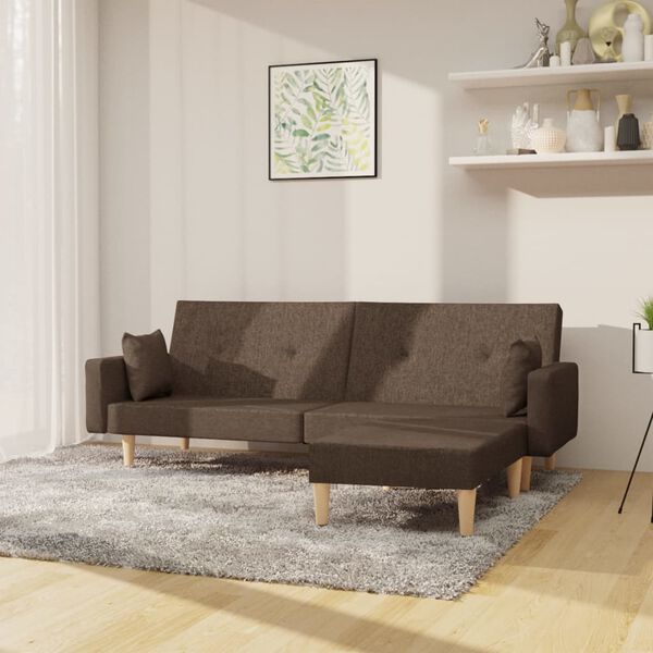vidaXL Canap&eacute;-lit &agrave; 2 places avec repose-pied Taupe Tissu