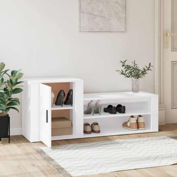 vidaXL Armoire &agrave; chaussures Blanc 130x35x54 cm Bois d'ing&eacute;nierie