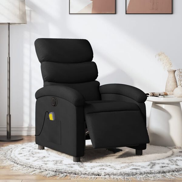 vidaXL Fauteuil de massage inclinable &eacute;lectrique Noir Tissu
