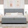 vidaXL Lit &agrave; ressort LED avec matelas Gris clair 200 x 200 cm tissu