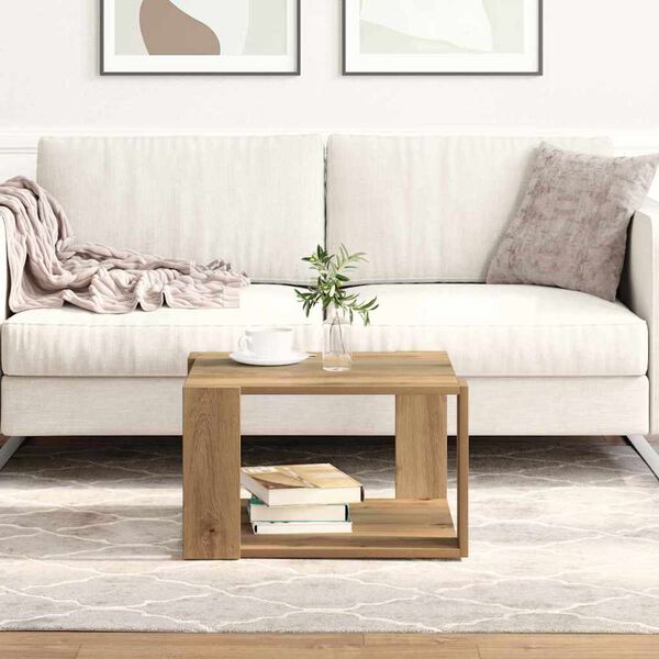 vidaXL Table basse Ch&ecirc;ne artisanal 51,5 x 51,5 x 30 cm