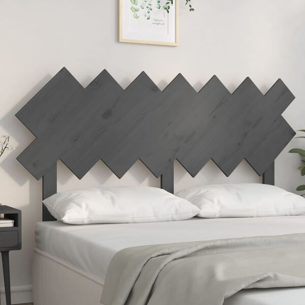 vidaXL T&ecirc;te de lit Gris 141x3x80,5 cm Bois massif de pin