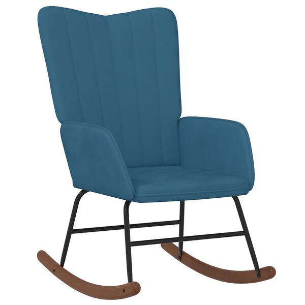 vidaXL Chaise &agrave; bascule Bleu Velours