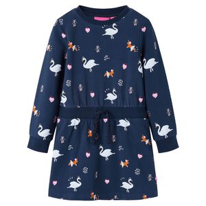 Robe pour enfants &agrave; manches longues bleu marine 104