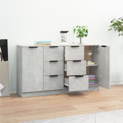 vidaXL Buffets 2 pcs Gris béton 60x30x70 cm Bois d'ingénierie