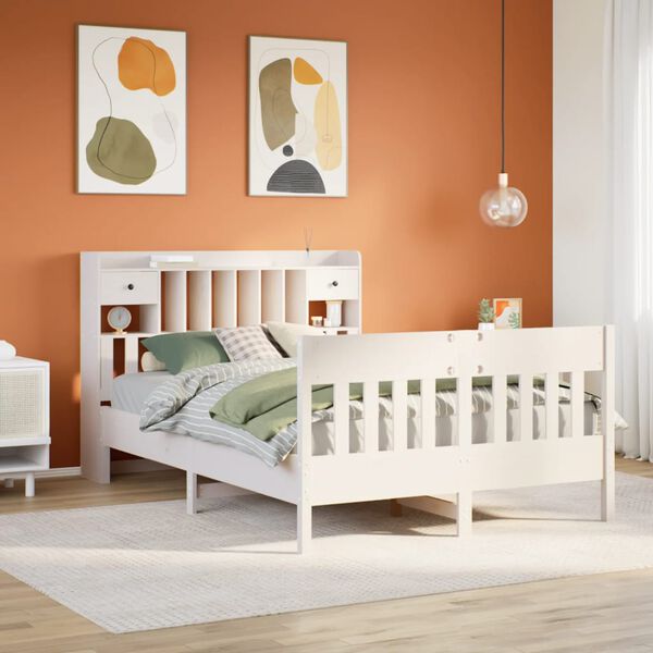 vidaXL Cadre de lit sans matelas blanc 140x200 cm bois de pin massif