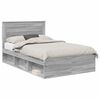 vidaXL Cadre de lit avec tiroir Gris Sonoma 120 x 190 cm Pin massif