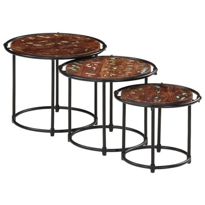 vidaXL Tables gigognes 3 pcs bois massif de récupération