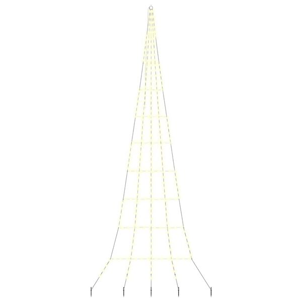 vidaXL Arbre de No&euml;l LED avec piquets au sol Blanc chaud 511 cm M&eacute;tal