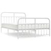 vidaXL Cadre de lit m&eacute;tal sans matelas et pied de lit blanc 140x190 cm