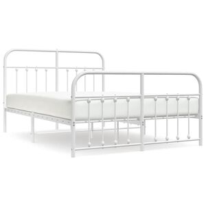 vidaXL Cadre de lit m&eacute;tal sans matelas et pied de lit blanc 140x190 cm