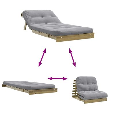 vidaXL Canapé-lit futon avec matelas 90x206x11 cm bois de pin imprégné