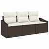 vidaXL Ensemble de canap&eacute; de jardin 3 pc Marron et blanc polyrotin