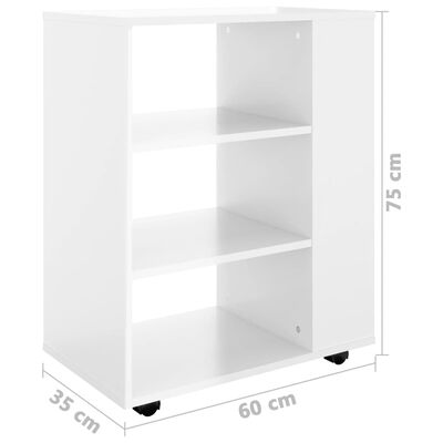 vidaXL Armoire à roulettes Blanc brillant 60x35x75cm Bois d’ingénierie