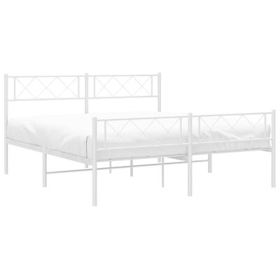 vidaXL Cadre de lit métal sans matelas et pied de lit blanc 150x200 cm