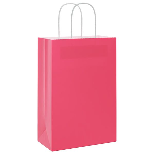 vidaXL Sacs en papier 50 pcs avec poign&eacute;es rose 21x11x31 cm