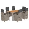 vidaXL Ensemble &agrave; manger de jardin et coussins 7 pcs gris rotin
