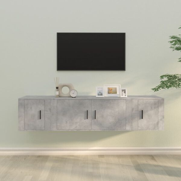 vidaXL Ensemble de meubles TV 3 pcs Gris b&eacute;ton Bois d'ing&eacute;nierie