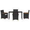 vidaXL Ensemble de salle &agrave; manger pour jardin 5 pcs Noir polyrotin