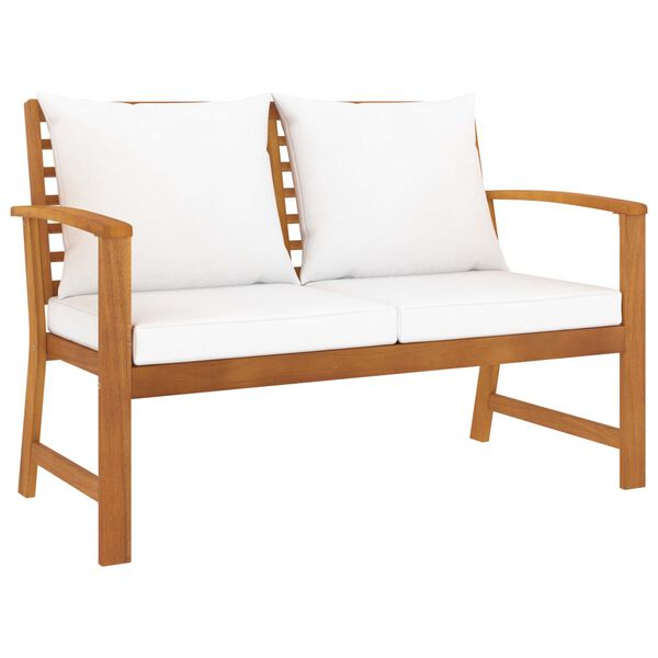 vidaXL Banc de jardin 120 cm avec coussin crème bois d'acacia massif
