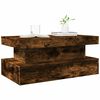 vidaXL Table basse avec lumi&egrave;res LED ch&ecirc;ne fum&eacute; 90x50x40 cm