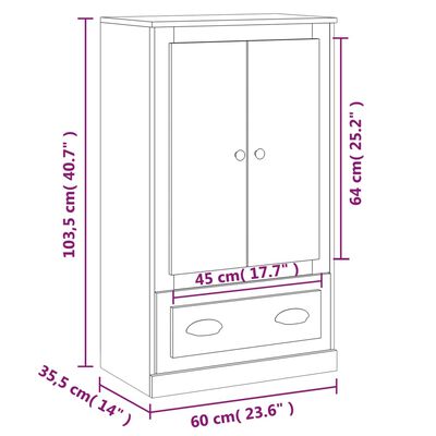 vidaXL Buffet haut chêne marron 60x35,5x103,5 cm bois d'ingénierie