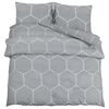 vidaXL Ensemble de housse de couette gris et blanc 260x220 cm coton