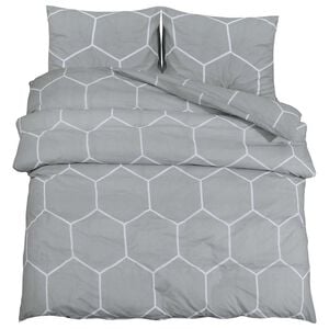 vidaXL Ensemble de housse de couette gris et blanc 260x220 cm coton