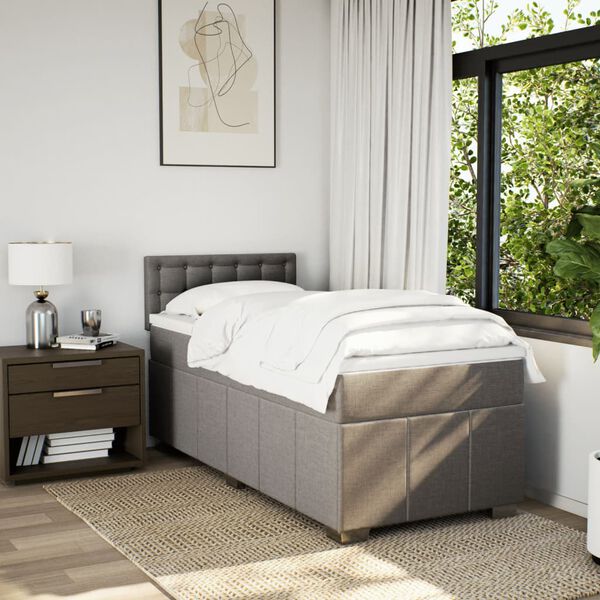 vidaXL Sommier &agrave; lattes de lit avec matelas Taupe 80x200 cm Tissu