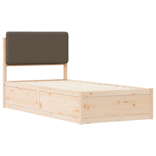 vidaXL Cadre de lit avec t&ecirc;te de lit rembourr&eacute;e Taupe 90 x 200 cm