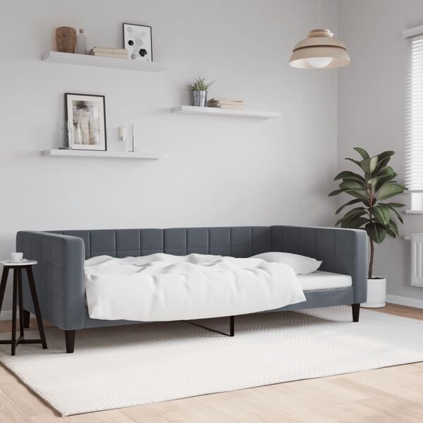 vidaXL Lit de repos sans matelas gris fonc&eacute; 100x200 cm velours