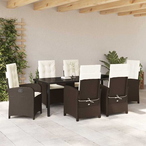 vidaXL Ensemble de salle &agrave; manger pour jardin 7 pcs Marron polyrotin