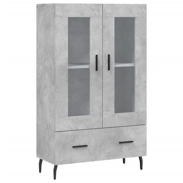 vidaXL Buffet haut gris b&eacute;ton 69,5x31x115 cm bois d'ing&eacute;nierie