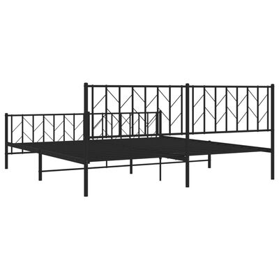 vidaXL Cadre de lit métal sans matelas avec pied de lit noir 193x203cm