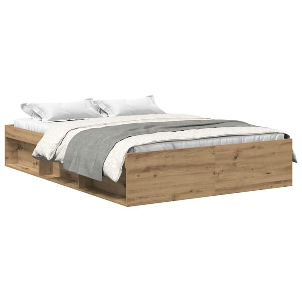 vidaXL Cadre de lit sans matelas ch&ecirc;ne artisanal 140x190 cm