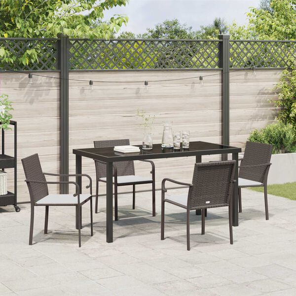vidaXL Ensemble de salle &agrave; manger pour jardin 5 pcs Marron et Noir