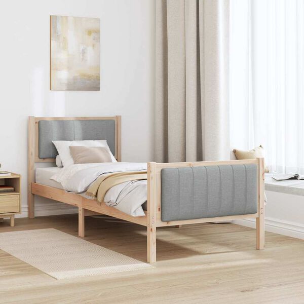 vidaXL Cadre de lit avec t&ecirc;te de lit Marron et gris clair 75 x 190 cm