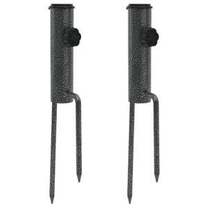 vidaXL Support de parasol avec piquets 2 pcs 9x35 cm acier galvanis&eacute;